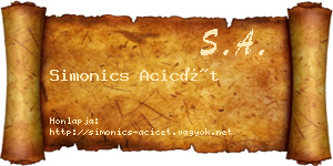 Simonics Acicét névjegykártya